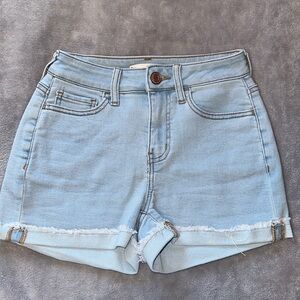 light wash jean shorts